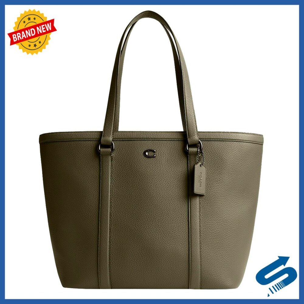 Leather Zip Top Tote Shoulder Bag with Adjustable Strap for Business